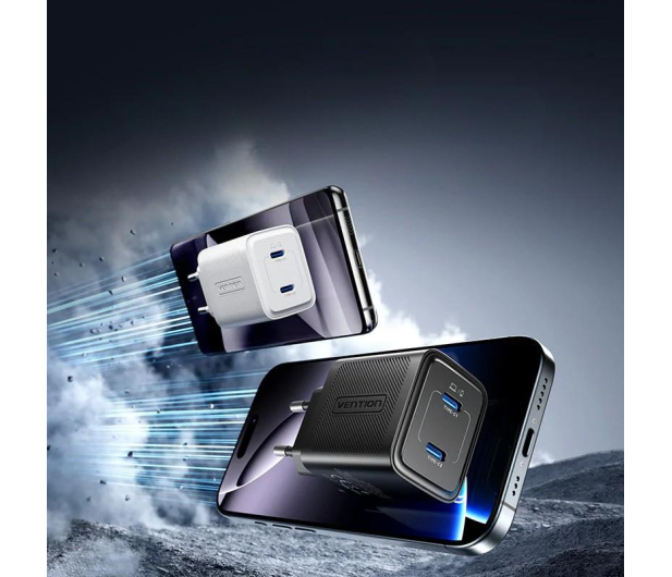 Vention Ładowarka 45W GaN PD 2x USB-C czarna - 1543400 - zdjęcie 2